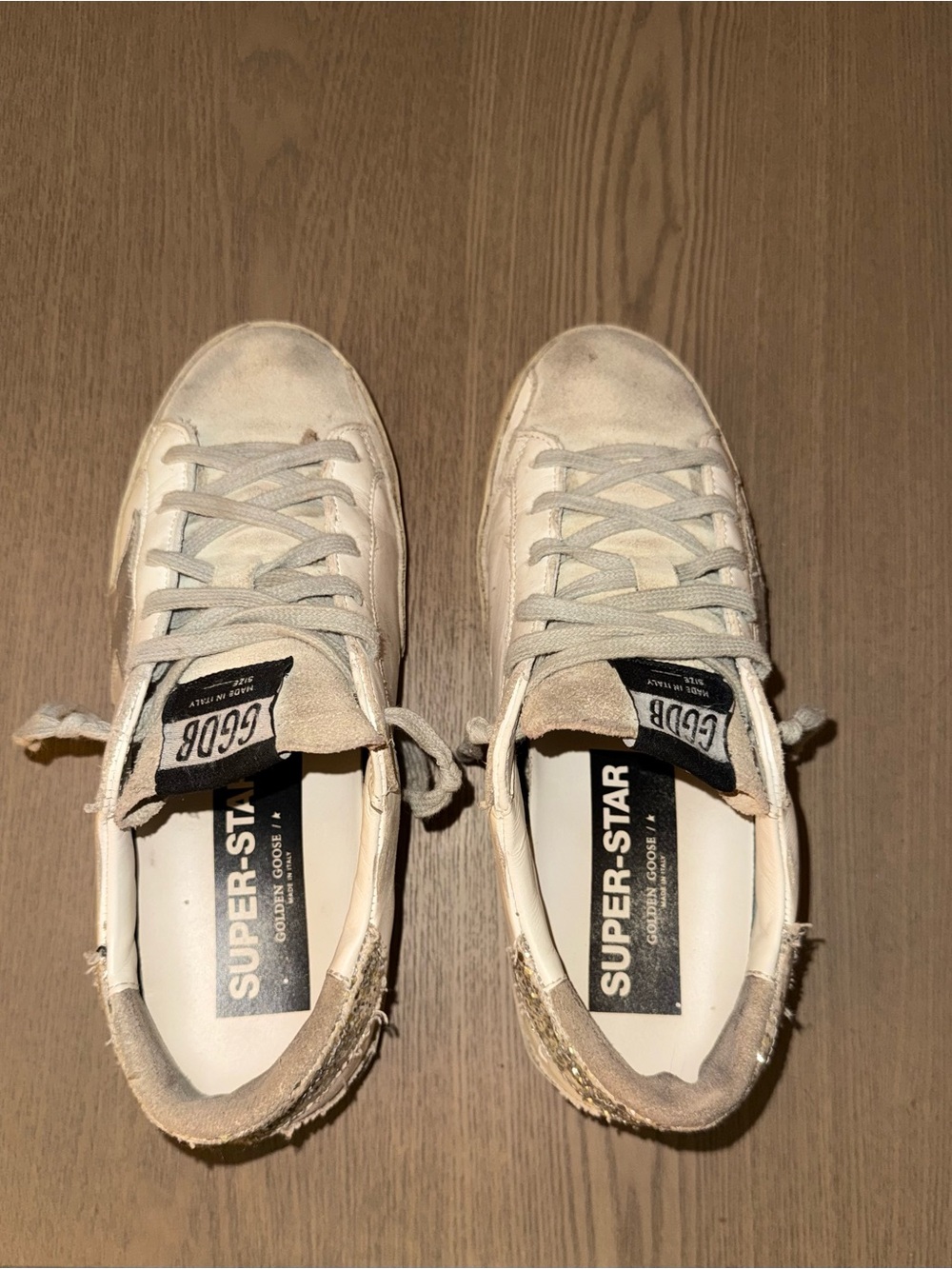 Golden Goose White & Beige Super-Star Low-Top Sneakers